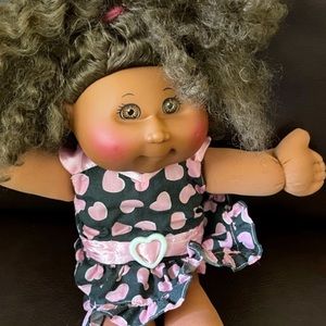 CPK Cabbage Patch Kid Doll Curly Brown Hearts
